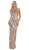 May Queen - RQ7667 Sequined High Halter Lace-Up Gown In Neutral