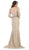 May Queen - RQ7671 Lace Long Sleeve Trumpet Dress With Train In Neutral
