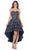 May Queen - RQ7672 Embroidered Scroll Motif High Low Dress In Blue