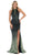 May Queen - RQ7673 Embellished Halter Trumpet Dress With Train In Green