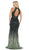 May Queen - RQ7673 Embellished Halter Trumpet Dress With Train In Green