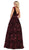May Queen - RQ7674 Embellished Plunging V-neck Ballgown In Red