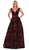 May Queen - RQ7674 Embellished Plunging V-neck Ballgown In Red