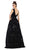 May Queen - RQ7674 Embellished Plunging V-neck Ballgown In Black