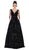 May Queen - RQ7674 Embellished Plunging V-neck Ballgown In Black