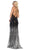 May Queen - RQ7677 Ombre Embellished V-neck Trumpet Dress In Black