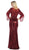 May Queen - RQ7679 Sequined Quarter Length Sleeve Bateau Trumpet Dress In Red