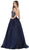 May Queen - RQ7680 Beaded Plunging V-Neck Ballgown In Blue