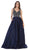 May Queen - RQ7680 Beaded Plunging V-Neck Ballgown In Blue