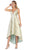 May Queen - RQ7681 Two Tone Deep V-neck High Low A-line Dress In Green and Gold