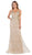 May Queen - RQ-7683 Embellished Deep V-neck Trumpet Dress In Gold