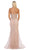 May Queen - RQ-7683 Embellished Deep V-neck Trumpet Dress In Pink
