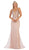 May Queen - RQ-7683 Embellished Deep V-neck Trumpet Dress In Pink