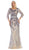May Queen - RQ7686 Embellished Bateau Sheath Evening Dress In Silver/Multi