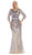 May Queen - Embellished Bateau Sheath Evening Dress RQ7686 - 2 pcs Silver/Multi in Size L Available