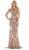 May Queen - RQ7688 Sequined Jewel Neck Sheath Gown In Gold