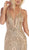 May Queen - RQ7689 Embellished Deep V-neck Sheath Dress In Gold
