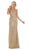 May Queen - RQ7689 Embellished Deep V-neck Sheath Dress In Gold