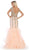 May Queen - RQ7690 Embroidered V-Neck Ruffled Mermaid Dress In Pink and Gold