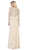 May Queen - RQ7692 Applique Long Sleeve Sheath Dress In Nude