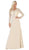 May Queen - RQ7692 Applique Long Sleeve Sheath Dress In Nude