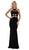 May Queen - RQ7693 Multi-Cutout Velvet Sheath Gown In Black