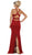 May Queen - RQ7693 Multi-Cutout Velvet Sheath Gown In Red