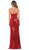 May Queen - RQ7695 Embellished Plunging V-neck Sheath Dress In Red