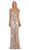 May Queen - RQ7695 Embellished Plunging V-neck Sheath Dress In Neutral