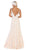 May Queen - RQ7697 Two Tone Lace Deep V-neck Trumpet Dress In White and Nude