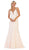 May Queen - RQ7697 Two Tone Lace Deep V-neck Trumpet Dress In White and Nude