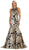 May Queen - RQ7698 Sequin Embroidered Halter Gown In Black and Gold