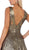 May Queen - RQ7701 Deep V-neck Pleated Ballgown With Train In Brown