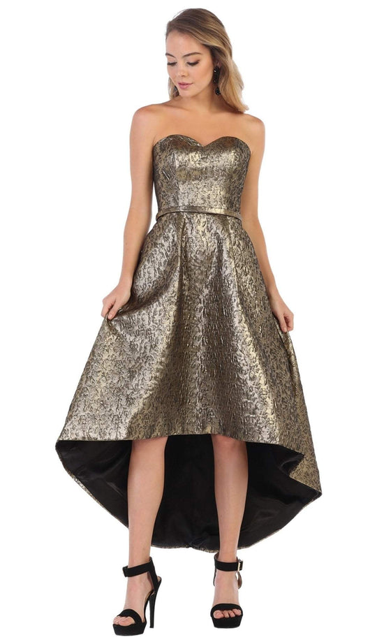 May Queen - RQ7702 Strapless Sweetheart High Low A-line Dress In Brown