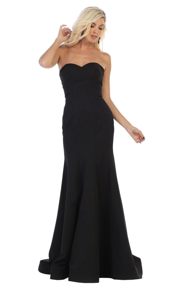 May Queen - RQ7703 Strapless Sweetheart Trumpet Evening Dress In Black