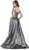 May Queen - RQ7704 Off-Shoulder Ballgown with Train In Silver