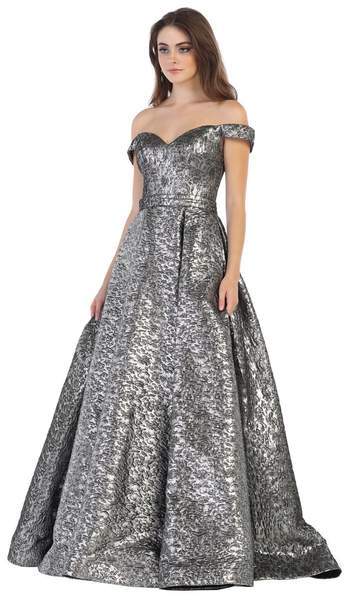 May Queen - Off-Shoulder Ballgown with Train RQ7704 - 1 pc Bronze In Size 20 Available