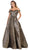 May Queen - RQ7704 Off-Shoulder Ballgown with Train In Bronze