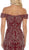 May Queen - RQ7705 Foliage Appliqued Plunging Off Shoulder Gown In Red
