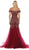 May Queen - RQ7705 Foliage Appliqued Plunging Off Shoulder Gown In Red