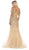 May Queen - RQ7705 Foliage Appliqued Plunging Off Shoulder Gown In Gold