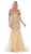 May Queen - RQ7705 Foliage Appliqued Plunging Off Shoulder Gown In Gold