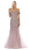 May Queen - RQ7705 Foliage Appliqued Plunging Off Shoulder Gown In Pink