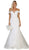 May Queen - RQ7705 Foliage Appliqued Plunging Off Shoulder Gown In White