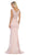 May Queen - RQ7708 Floral Embroidered V-Neck Evening Dress In Pink
