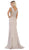 May Queen - RQ7708 Floral Embroidered V-Neck Evening Dress In Brown