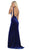 May Queen - RQ7709 Plunging Scoop Back Velvet Gown In Blue