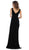May Queen - RQ7710 Plunging V-Neck Velvet Sheath Gown In Black