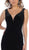 May Queen - RQ7710 Plunging V-Neck Velvet Sheath Gown In Black