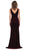 May Queen - RQ7710 Plunging V-Neck Velvet Sheath Gown In Red
